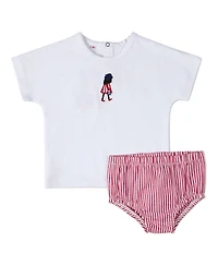 MeMoi 2 Piece Baby Girls 6M- 24M "The Girl's Favorite Purse" Embroidered Bloomer Set