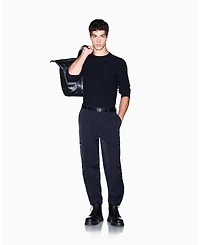 A|X Armani Exchange Men's Geometric Ribbed Viscose Crewneck Sweater