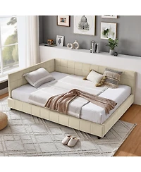 Clihome Full Daybed with Trundle Drawer - Velvet Upholstered Bed Frame Comfortable Backrest and Armrests