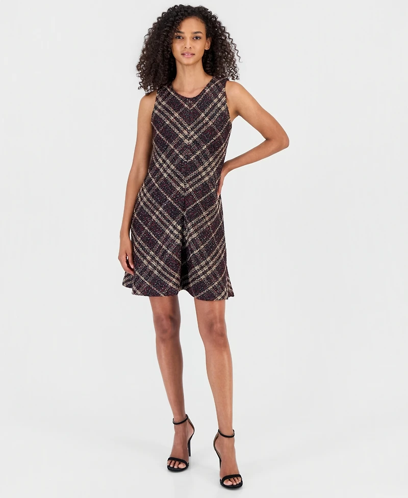 Anne Klein Women's Plaid Tweed A-Line Dress