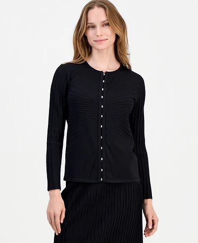 Anne Klein Women's Boat-Neck Sunburst Cardigan Sweater