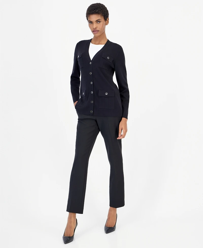 Anne Klein Women's Four Patch Pockets Cardigan