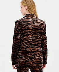 Anne Klein Women's Velvet Animal-Print Blazer