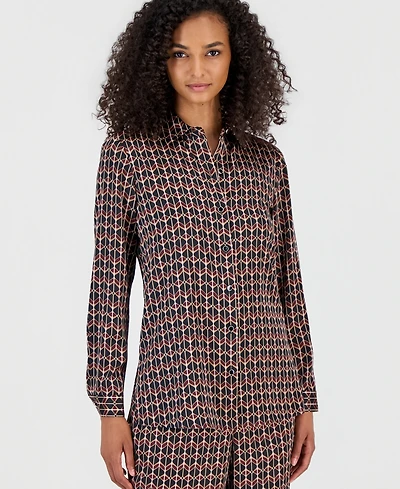 Anne Klein Women's Collared Button-Front Blouse