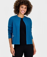 Kasper Women's Round-Neck Long-Sleeve Cardigan Sweater