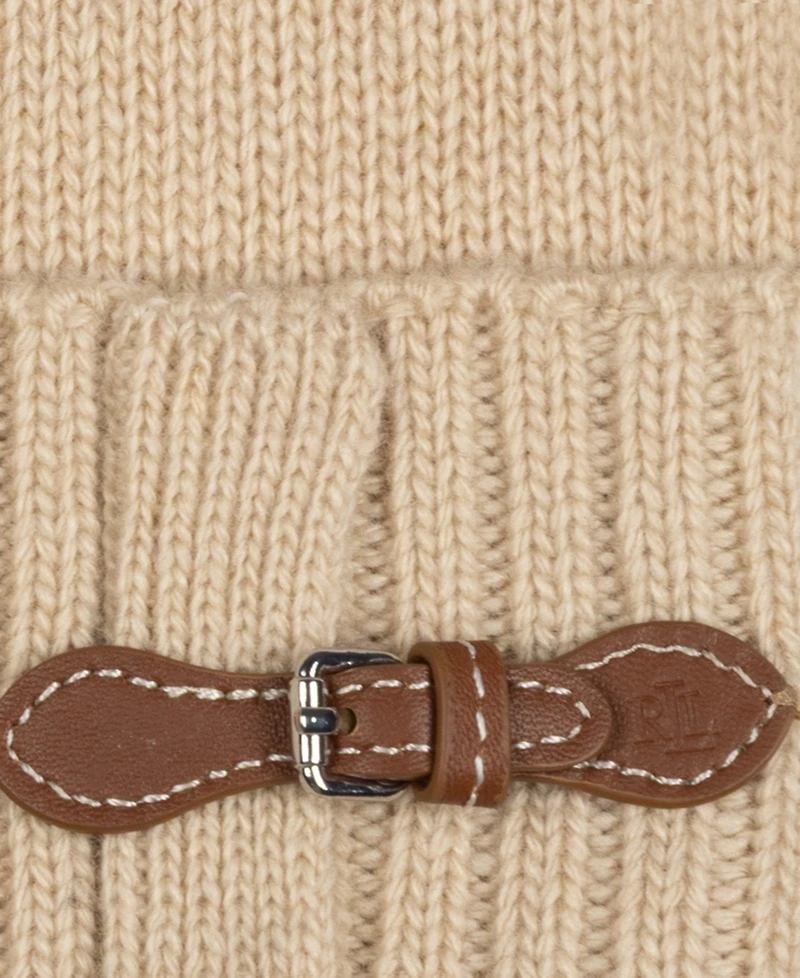 Lauren Ralph Equestrian Buckle Merino Knit Hat