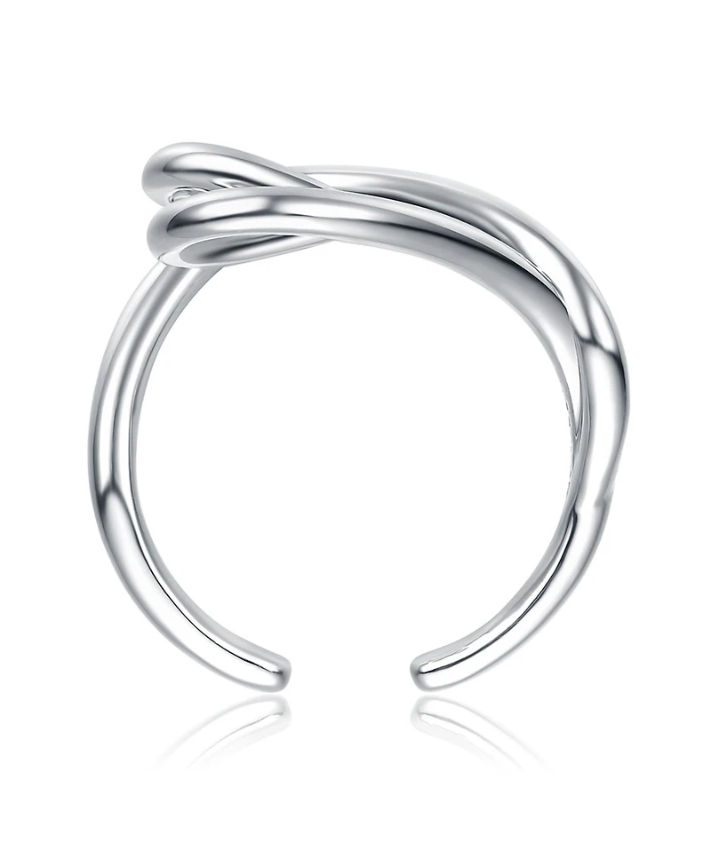 Rachel Glauber Elegant White Gold Plated Heart Design Adjustable Ring
