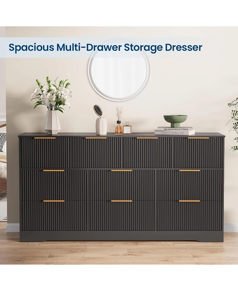 gaomon Fluted Dresser for Bedroom with 10 Drawers, 59" Wide Modern Chest of Drawers Wood Frame