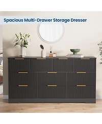 gaomon Fluted Dresser for Bedroom with 10 Drawers, 59" Wide Modern Chest of Drawers Wood Frame