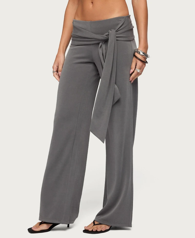 Edikted Women's Xyla Straight Leg Tie Pants