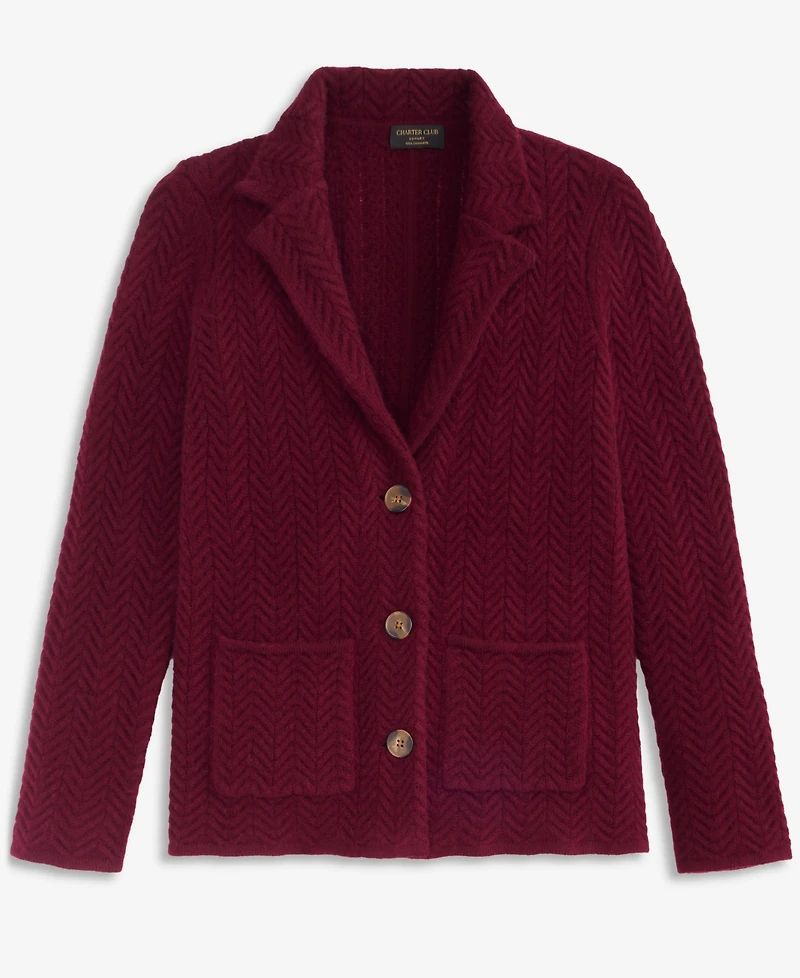 Charter Club Women's 100% Cashmere Herringbone Stitch Blazer, Macy's Exclusive