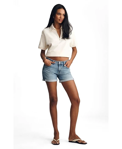 Mavi Jeans Women's Mavi's Julia Mid Rise Relaxed Short Lt Brushed Flex Blue