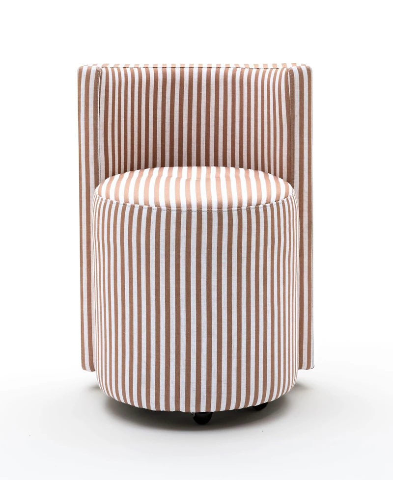 Tov Furniture Alyssa 27.6" Fabric Striped Linen Rolling Desk Chair