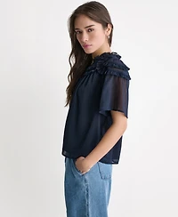 Bcbg Women's Crewneck Short-Sleeve Ruffle Top