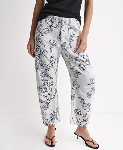 Bcbg Women's Printed Flat-Front Barrel Leg Jeans