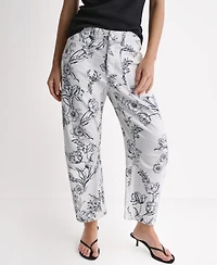 Bcbg Women's Printed Flat-Front Barrel Leg Jeans