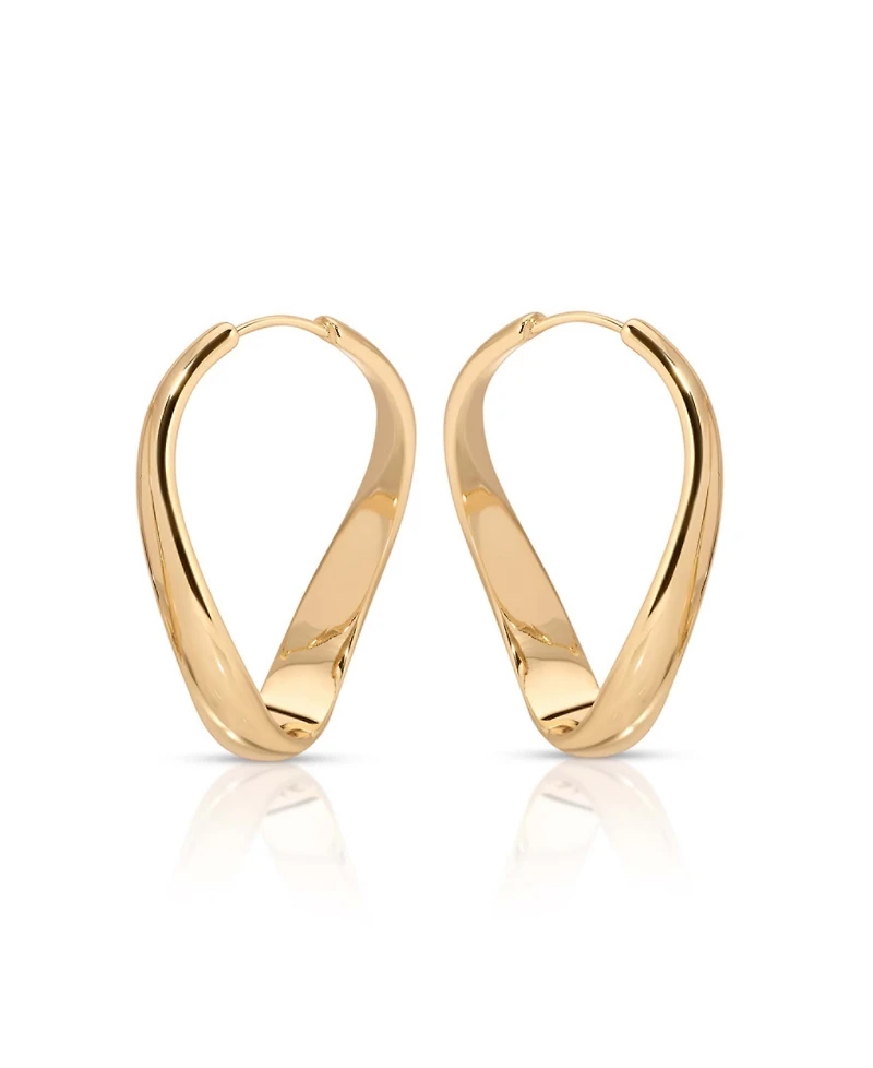 Ettika 18k Gold-Tone Plated Twisting Oval Hoop Earrings
