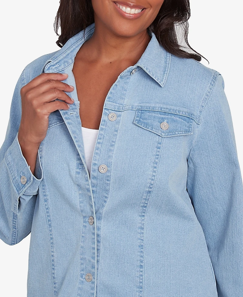 Alfred Dunner Petite Classic Fit Denim Jacket