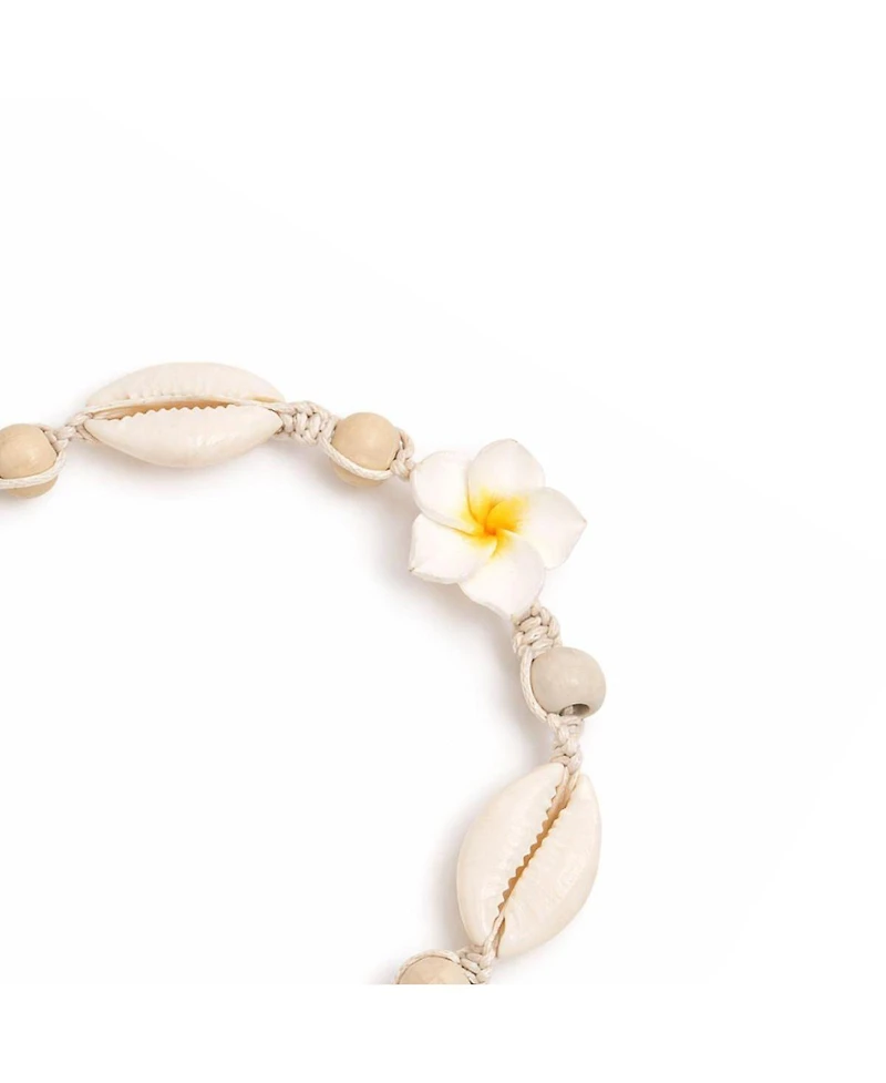 Rebl Jewelry Women's Beaded Shell Flower Anklet