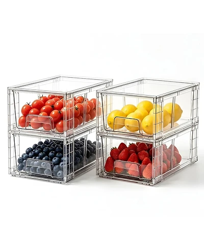 Xdovet Stackable Storage Drawers with Handles for Fridge Kitchen Pantry Bathroom