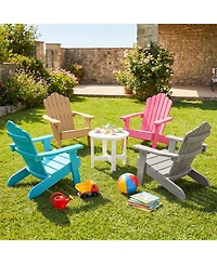 Gymax Kids Adirondack Chairs Tilted High Backrest Wide Armrests and Angled Seat