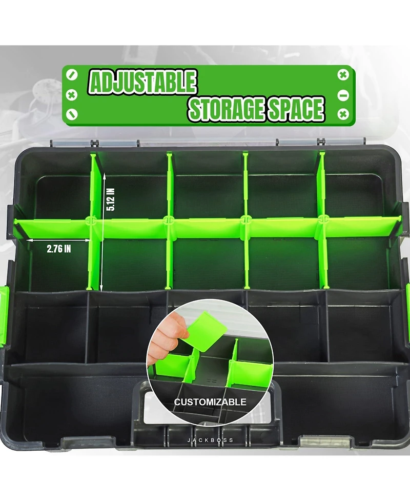 Xdovet Tool Box Organizer Removable Dividers Transparent Lid