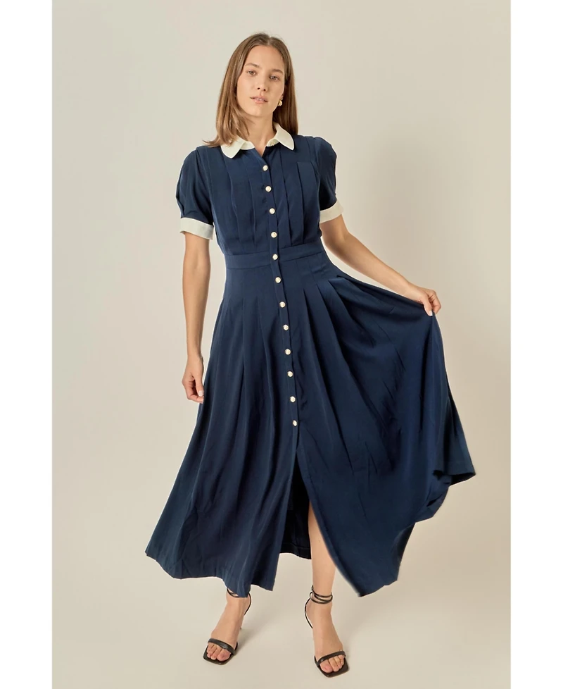 English Factory Women's Pleated Shirt Midi Dress
