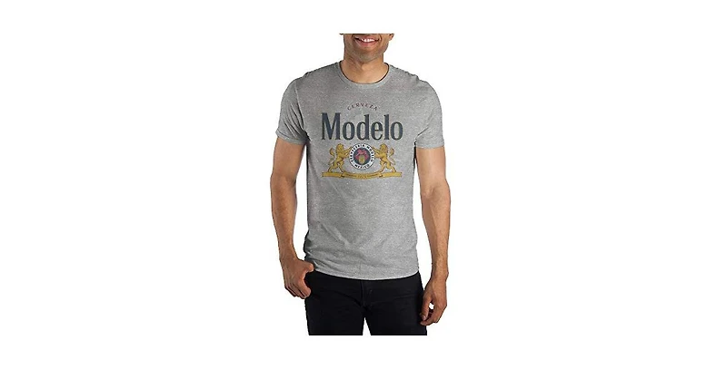 Modelo Men's Beer Logo Gray T-Shirt Tee