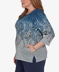Alfred Dunner Plus Falling Leaves Pocket Knit Top