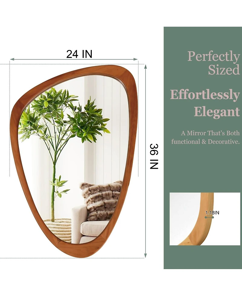 Laoties 24" x 36" Modern Irregular Shape Wall Mirror, Decorative Accent Mirror for Home, Bathroom, Bedroom