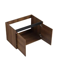 Sillysis Inch Wall Mounted Bathroom Vanity with Resin Sink Open Storage Shelves for Small Modern