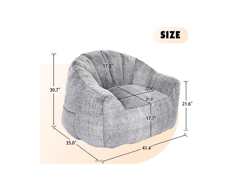 sumyeg Bean Bag Sofa Chair with Armrests Stuffed High-Density Foam