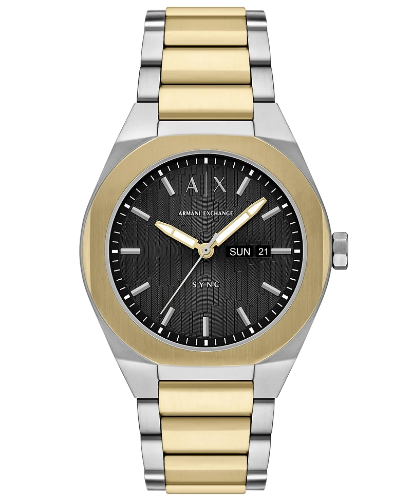 Armani Exchange Men's Sync Quartz Day-Date Two-Tone Stainless Steel Watch 42mm