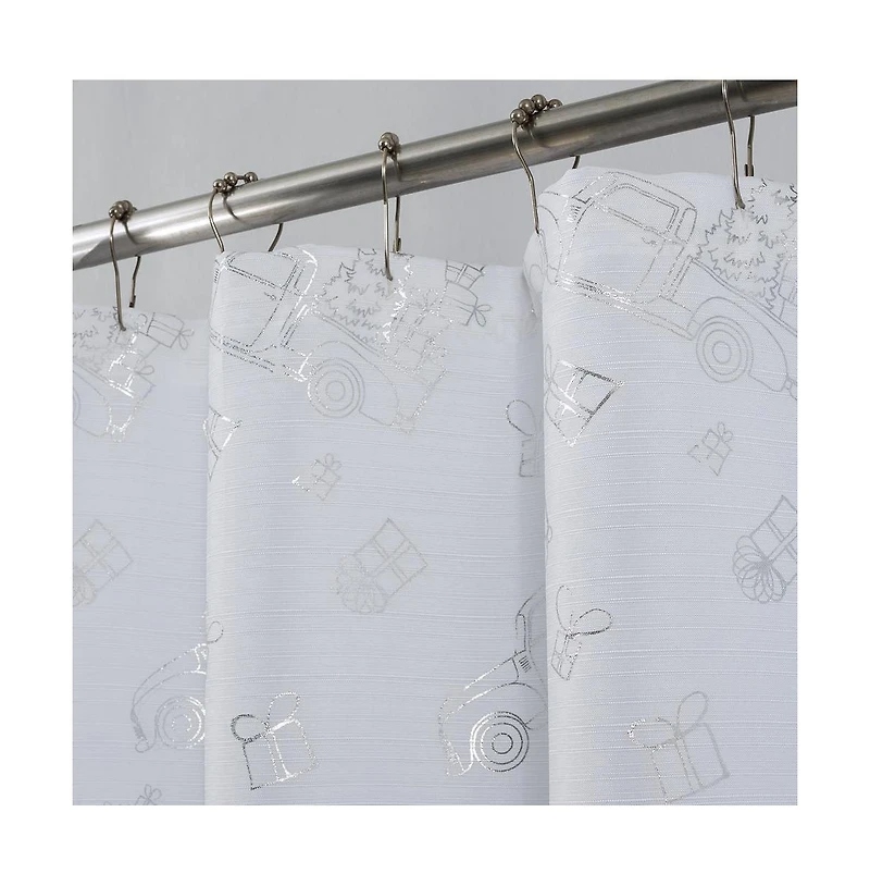 Rt Designers Collection Christmas Trucks Foil Shower Curtain