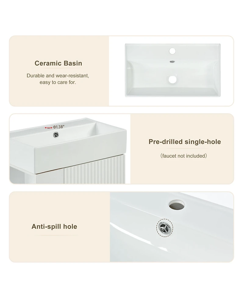 Busdays 21.6 Inch Bathroom Sink and Countertop Only No Cabinet for Vanity