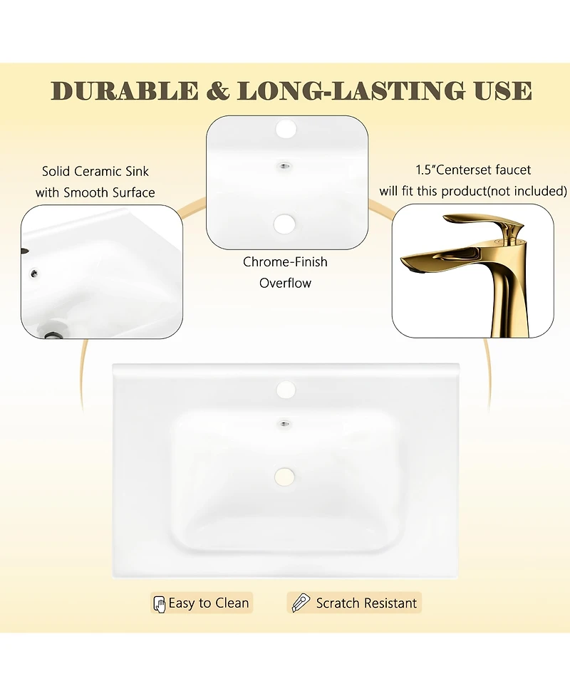 Busdays 27.8 Inch Ceramic Basin Only Sink Without Cabinet