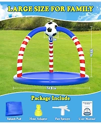 Aofar 75" Splash Pad Sprinkler Play Mat Soccer Water Spray Yard Family Dogs