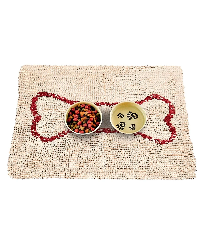 Aronkl Absorbent Chenille Dog Food Mat Non-Slip Washable Quick Dry Pet Mess Mat