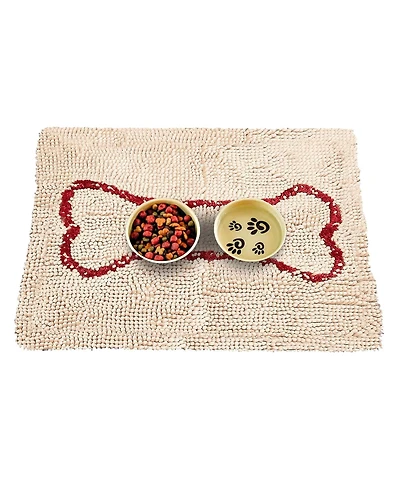 Aronkl Absorbent Chenille Dog Food Mat Non-Slip Washable Quick Dry Pet Mess Mat