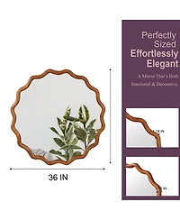 Laoties 36" Round Decorative Wall Mirror with Wavy Design for Bedroom, Bathroom