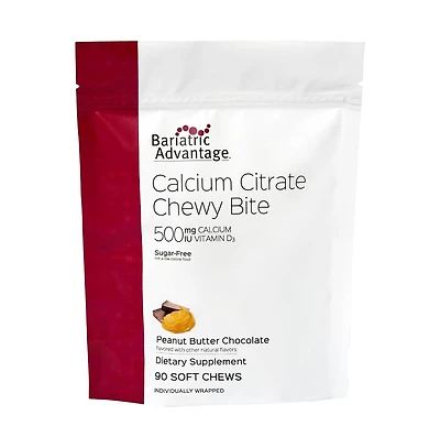 Bariatric Advantage Calcium Citrate Chewy Bites 500 Milligram Highly Absorbable and Digestible Vitamin D3 Easily Chewable Calcium Supplement 90 Count