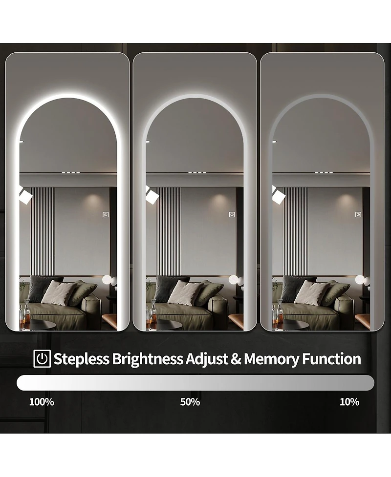 Laoties 65" x 21" Arched Led Full Length Wall Mirror, Vanity Mirror with Lights