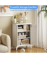Boyel Living Metal Bathroom Floor Cabinet w/ Doors, Freestanding Organizer with 2 Adjustable Shelves and Legs