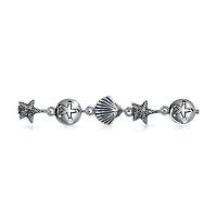 Bling Jewelry Beach Theme Nautical Multi Charm Sand Dollar Sea Shell Starfish Bracelet .925 Sterling Silver 7 inch