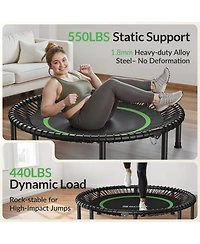 Bcan 450/550LBS Foldable Mini Trampoline for Adults, 40/48 inches Fitness Rebounder with Bungees, Quiet Stable Exercise
