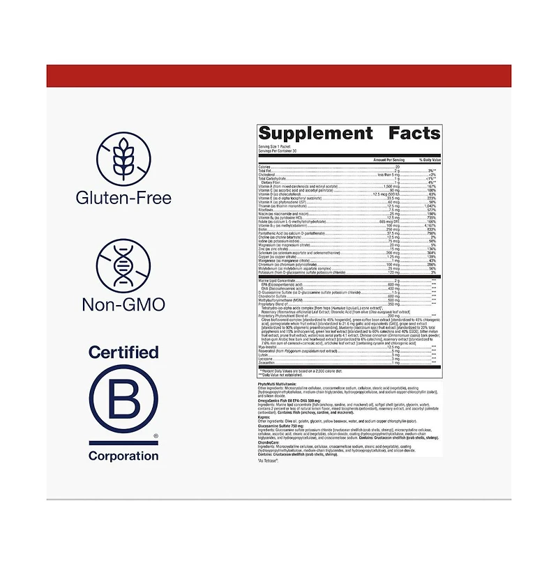 Metagenics Wellness Essentials Active Daily Packs - With Glucosamine, Chondroitin, Msm, Magnesium, Vitamin C and Omega-3
