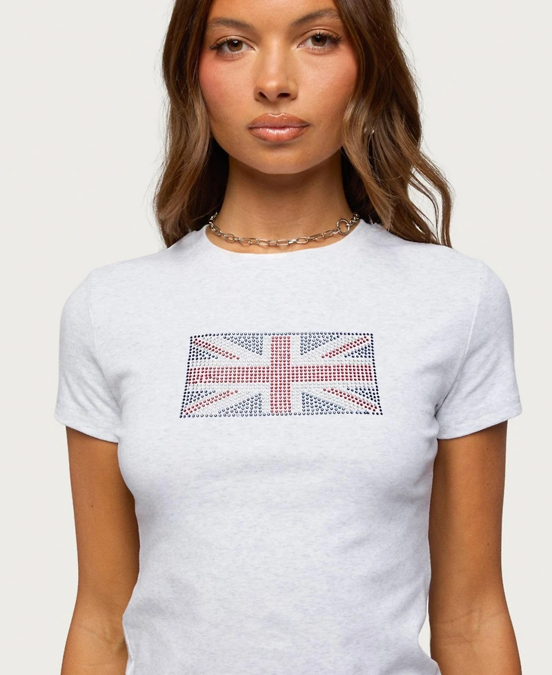 Edikted Women's Uk Girl Rhinestone T Shirt