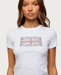 Edikted Women's Uk Girl Rhinestone T Shirt