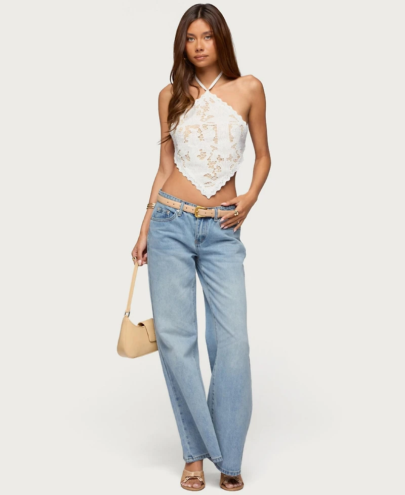 Edikted Women's Handkerchief Backless Lace Halter Top