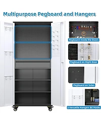 Boyel Living 71" Rolling Metal Tool Storage Cabinet, Lockable Utility Organizer with Pegboard and Drawer for Garage